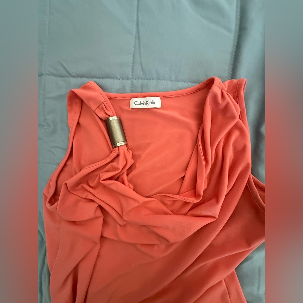 Calvin Klein Coral Drape Neck Blouse - Picture 3 of 7